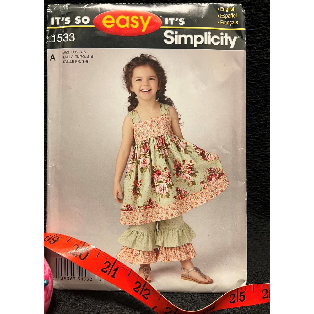 Simplicity It's So Easy 1533 Dress with ruffled pants Size 3-8 F F and Uncut